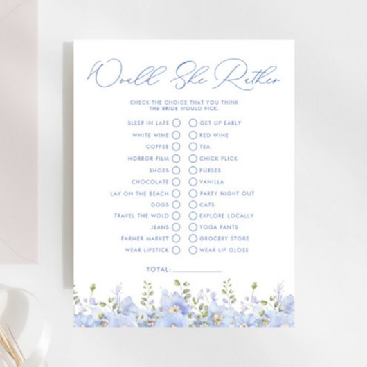 何か青い、彼女はむしろブライダルシャワーゲーム