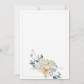 何か青い、白の上にミュートされたフローラ結婚。 招待状 (裏面)