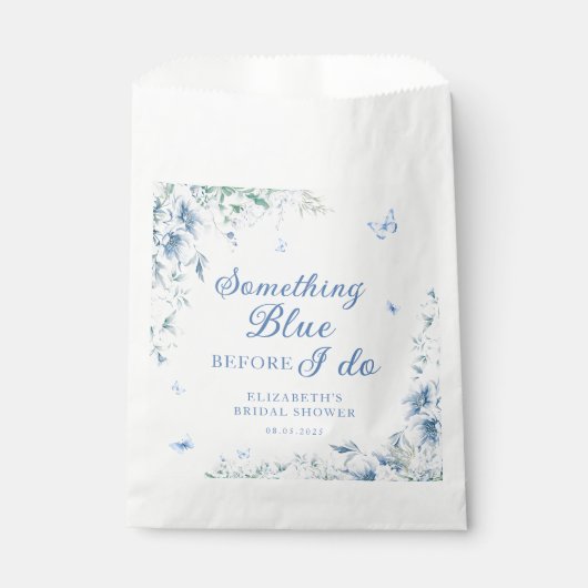 何か青の前に私はブルーシックブライダルシャワー フェイバーバッグ (正面)