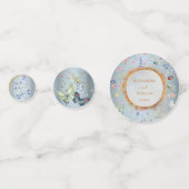 何か青エレガントい野結婚花のテーブル コンフェッティ (正面)