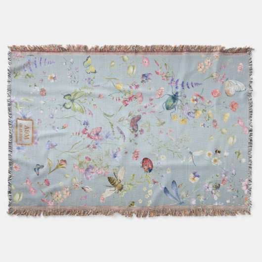 何か青エレガントい野結婚花の形見 スローブランケット (正面)