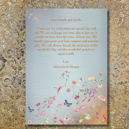 何か青エレガントい野結婚花 サンキューカード