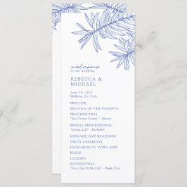 何か青エレガントの植物結婚式 プログラム