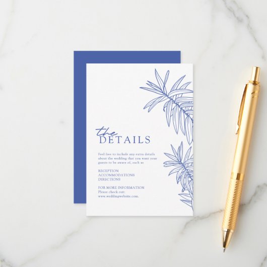 何か青エレガントの植物離れの詳細 エンクロージャーカード (正面/裏面インサイチュ)