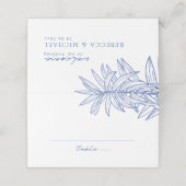 何か青シンプルい手描き植物折り畳み プレイスカード (外部開封)