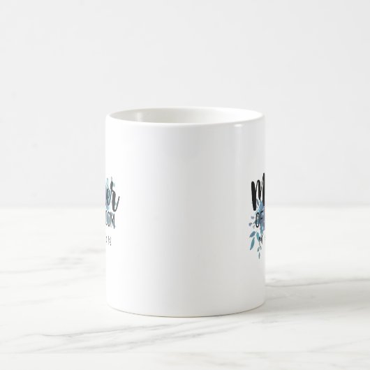 何か青結婚いフローラの新郎の母 コーヒーマグカップ (中央)