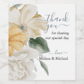 何か青 – エレガントフローラ結婚 ワインラベル (シングルラベル)