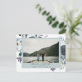 何か青 |フォトウェディング日付を保存 案内ポストカード (スタンド正面)