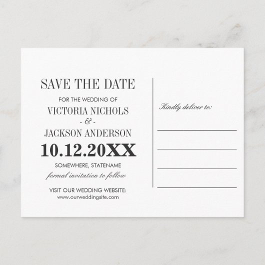 何か青 |フォトウェディング日付を保存 案内ポストカード (裏面)