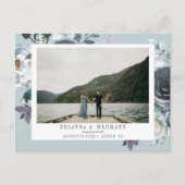 何か青 |フォトウェディング日付を保存 案内ポストカード (正面)