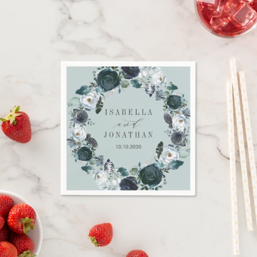 何か青 |フローラ結婚リースカスタム スタンダードカクテルナプキン (インサイチュ)