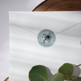 何か青 |ブーケ植物学差出人住所 ラウンドシール