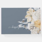 何か青 – ミュートされたフローラ結婚 ゲストブック (裏面)