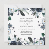 何か青 Boho Botanicalの結婚| 招待状 (正面)