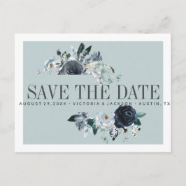 何か青 | BOHO WEDDING日付を保存 案内ポストカード