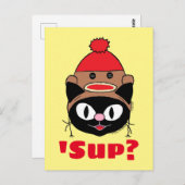 何か飲む？（どうしたの）キャットソックモンキーハットハガキ ポストカード (正面/裏面)