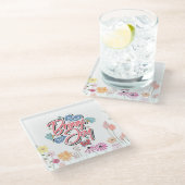 何があなたにもたらすフローラと蝶の引用文 ガラスコースター (アングル)