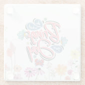 何があなたにもたらすフローラと蝶の引用文 ガラスコースター (裏面)