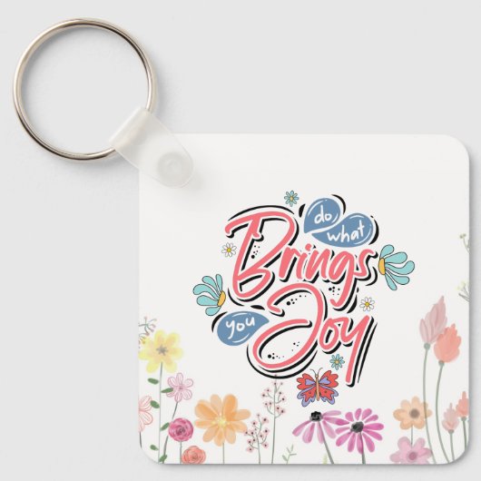 何があなたにもたらすフローラと蝶の引用文 キーホルダー (正面)