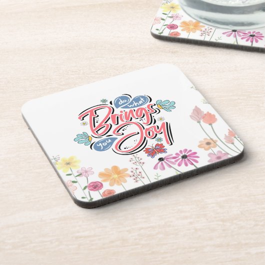 何があなたにもたらすフローラと蝶の引用文 コースター (左側)