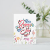 何があなたにもたらすフローラと蝶の引用文 ポストカード (スタンド正面)