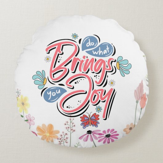 何があなたにもたらすフローラと蝶の引用文 ラウンドクッション (正面)