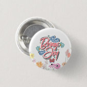 何があなたにもたらすフローラと蝶の引用文 缶バッジ (正面&裏面)