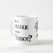 何がオレンジ、オウムのように鳴りますか。 コーヒーマグカップ (正面左)
