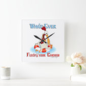 何がチキンを浮かべても スクエア壁時計 (ホーム)