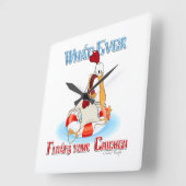 何がチキンを浮かべても スクエア壁時計 (傾斜)