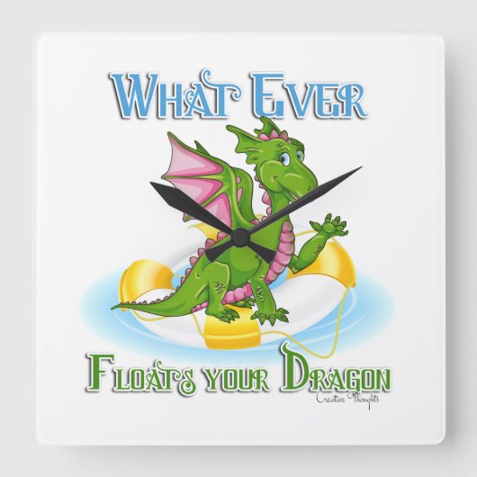 何がドラゴンをかわいい スクエア壁時計 (正面)