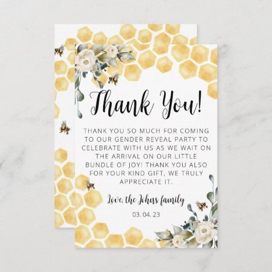 何がベビービー性別がサンキューカードを明らかにする。I 招待状 (正面/裏面)