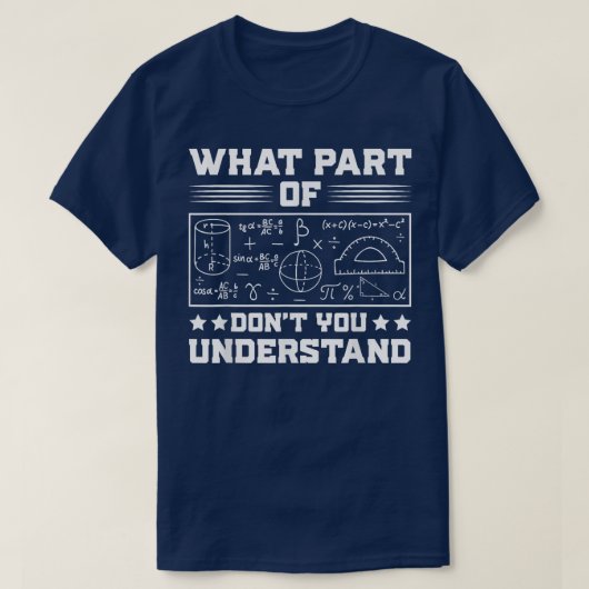 何が分からない？ | おもしろ数学 Tシャツ (デザイン正面)