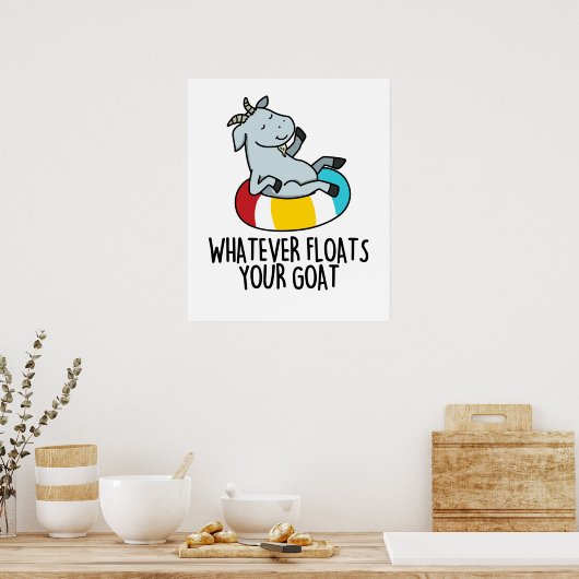 何が山羊の犬をおもしろい浮かべても ポスター (キッチン)