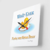 何が浮かんでもゴムのダッキー(アヒルちゃん) スクエア壁時計 (傾斜)