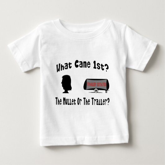 何が第1を来ましたか。  マレットかトレーラーか。 ベビーTシャツ (正面)
