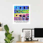 何が行のまわりにく来のまわりに、青いバージョン ポスター (ホームオフィス)