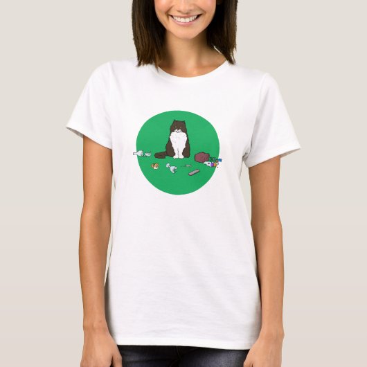 何が起こったのかわからない - 罪悪感を感じるネコ Tシャツ (正面)