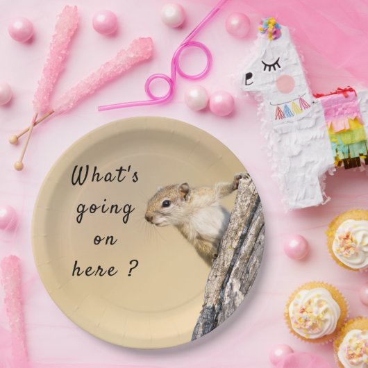何が起こっているこのリスの写真と文字 ペーパープレート (パーティー)