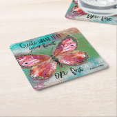 何が起こるかハートを作る スクエアペーパーコースター (アングル)