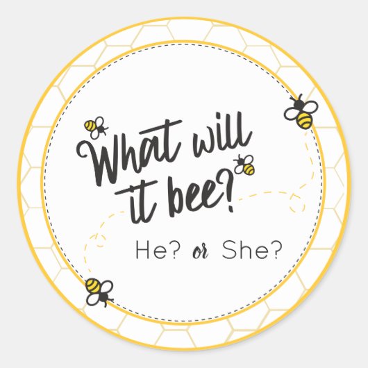 何が起こるか赤ちゃんシャワー性別の表示 ラウンドシール (正面)