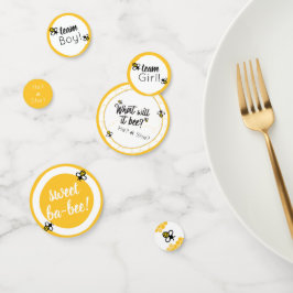 何が起こるか赤ちゃんシャワー性別リビールテーブル コンフェッティ