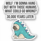 何が間違った狼おもしろいのパグ犬のミーム シール (正面)