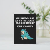 何が間違った狼おもしろいのパグ犬のミーム ポストカード (スタンド正面)