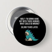 何が間違った狼おもしろいのパグ犬のミーム 缶バッジ (正面&裏面)