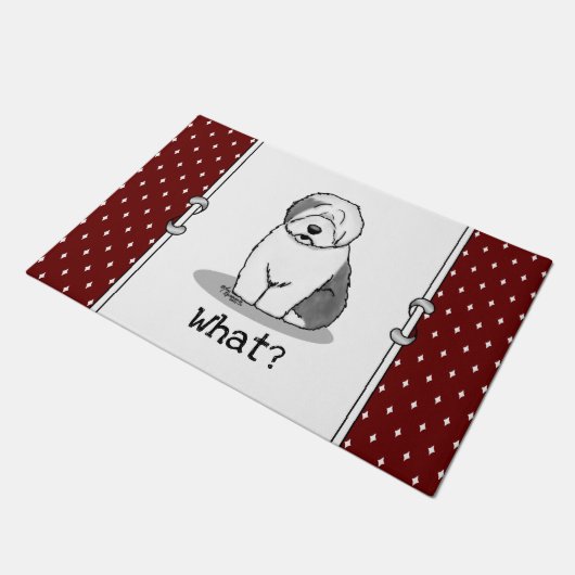 何が?旧英語シェプドッグ(グレー1おもしろい) ドアマット (アングル)