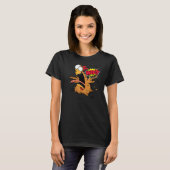 何してるのニワトリ 走って逃げてる グラフィック Tシャツ (正面フル)