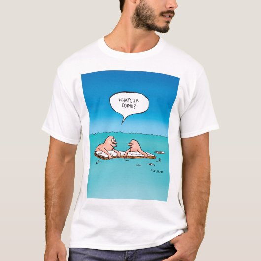 何してるの？難破船のカートゥーン Tシャツ (正面)