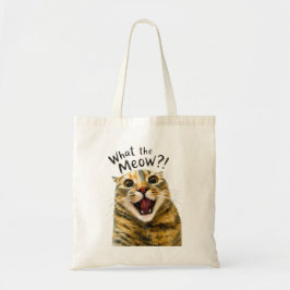何だってニャン?面白い驚いた猫のミームデザイン トートバッグ