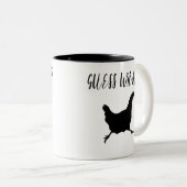 何だって?チキンお尻、チキン恋人 ツートーンマグカップ (正面右)